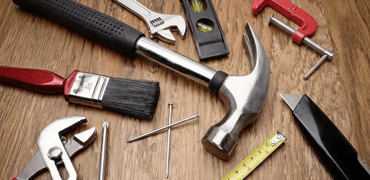 Handyman tools laid out for home repair and maintenance work in El Paso, TX